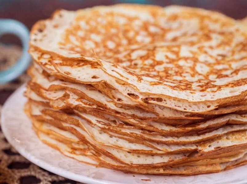 Блины, с разрыхлителем и взбитым белком, п/о, видео.