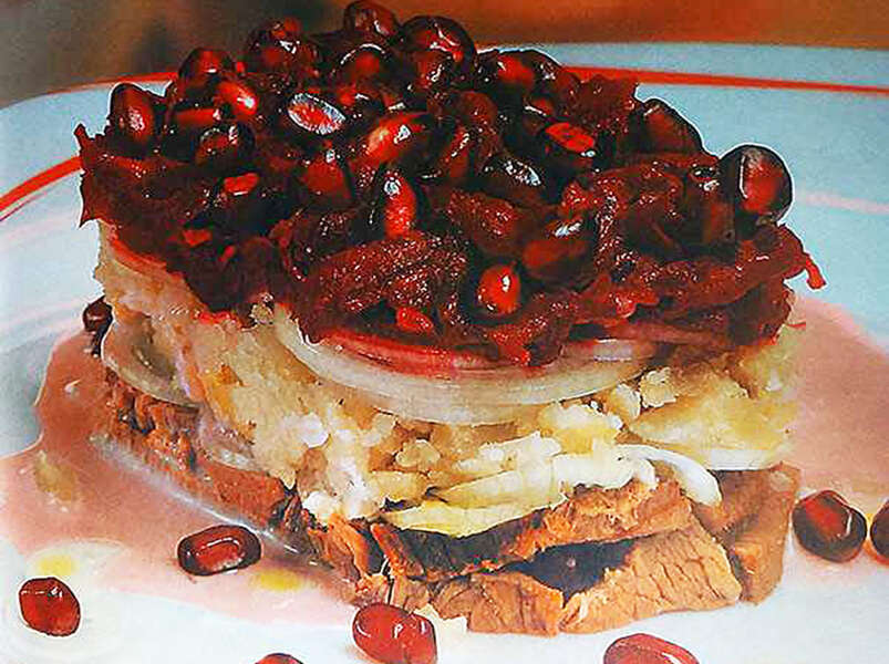 салат из говядины и свеклы «Гранатовый».