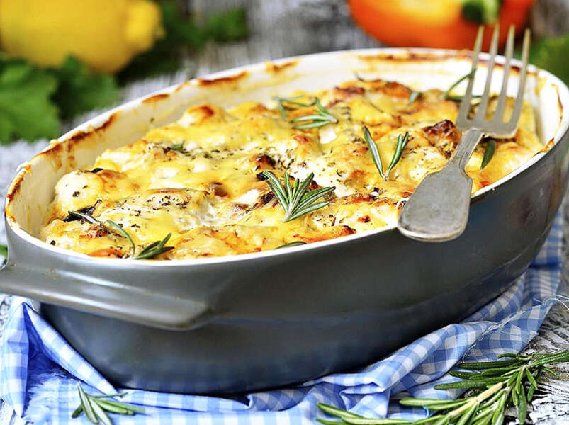 картофельная запеканка с грибами.