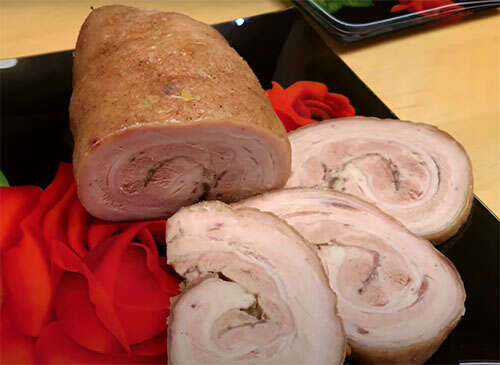 Рулет из брюшины, с чесноком - деликатес. п/о, видео.