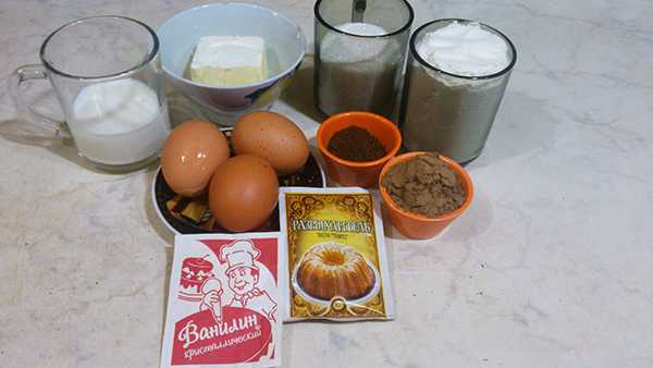 первоначальный состав продуктов для кексов с какао